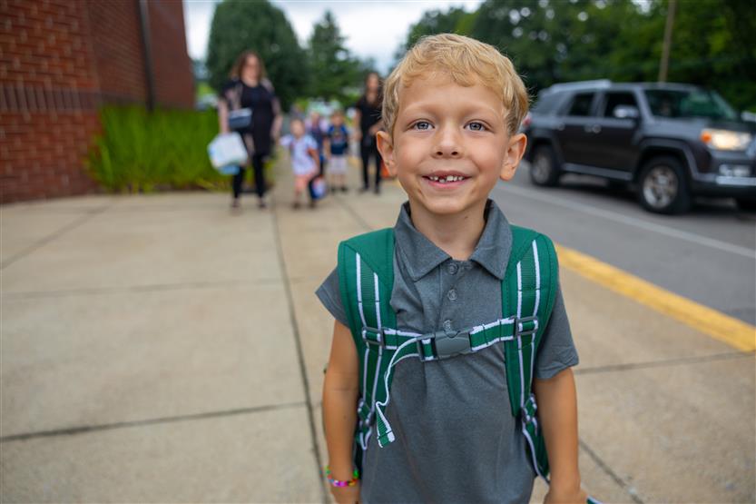 Kindergarten students start their school year